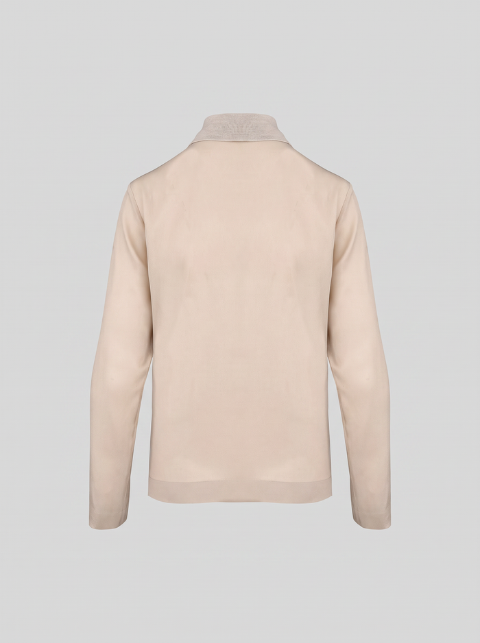 BLUSA CON COLLETTO POLO IN TWILL DI MISTO SETA
