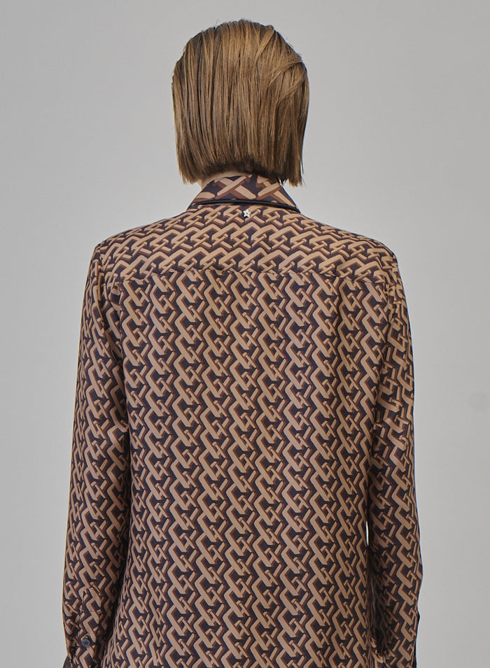 CLASSIC SILK TWILL SHIRT WITH TIE PRINT