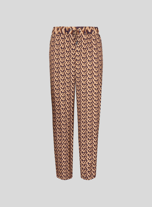 JOGGERS IN TWILL DI SETA CON STAMPA CRAVATTA