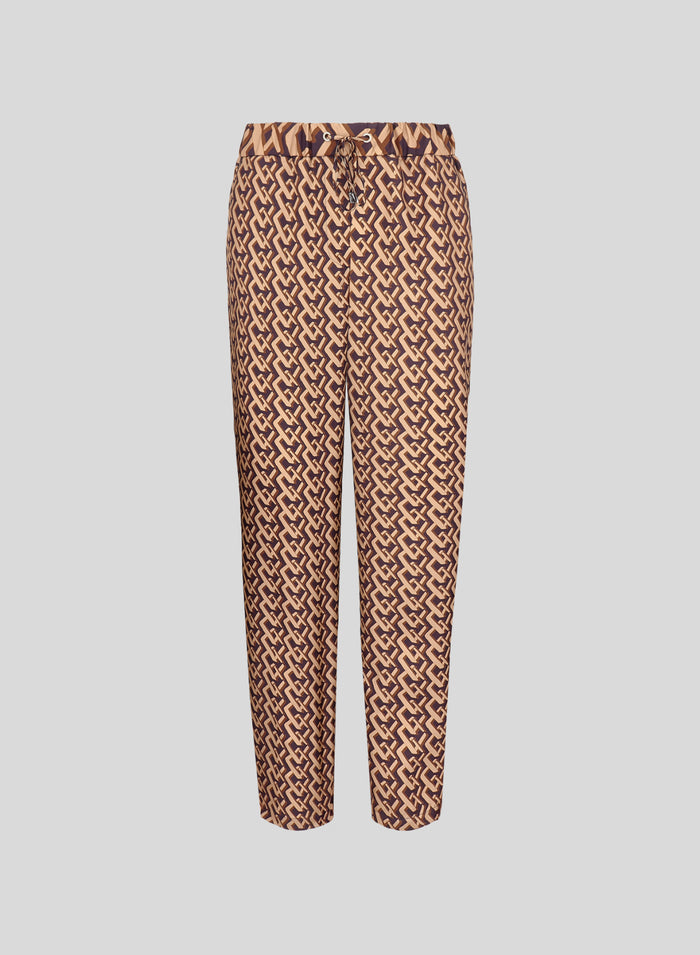 SILK TWILL JOGGERS WITH TIE PRINT