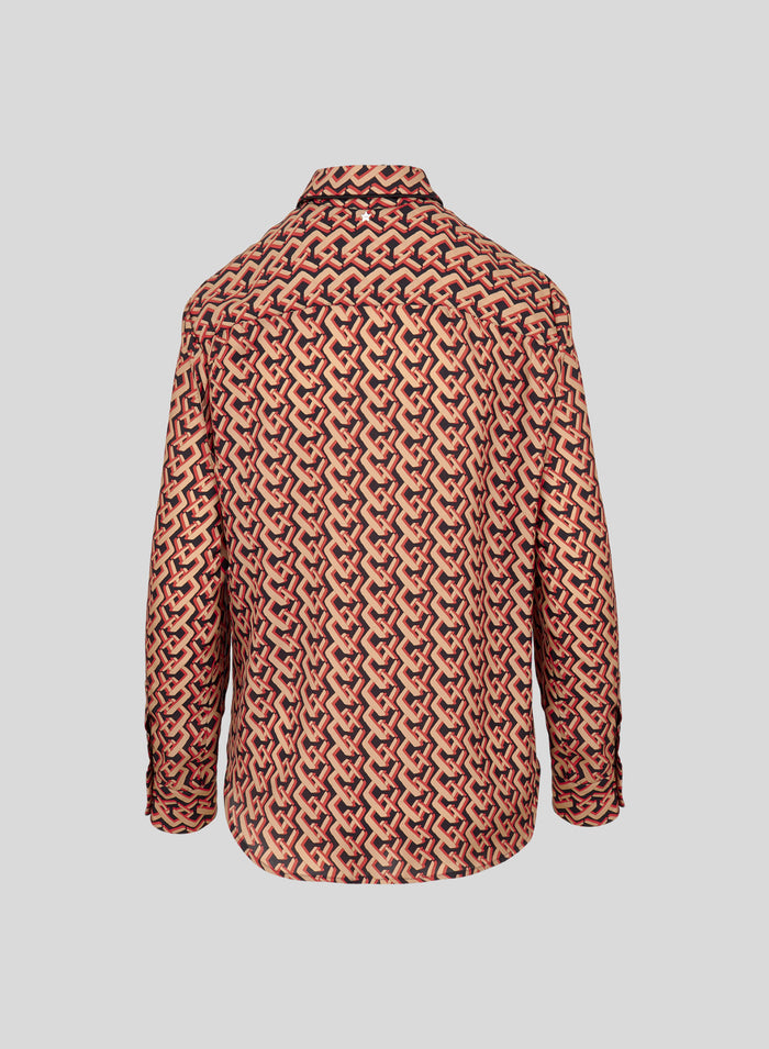 CAMICIA CLASSICA IN TWILL DI SETA CON STAMPA CRAVATTA