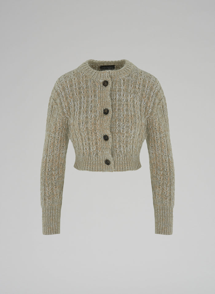 CARDIGAN CROP A TRECCIA