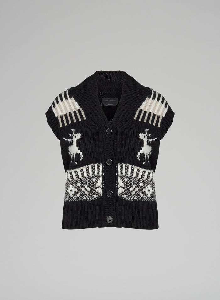 GILET IN LANA E CASHMERE JACQUARD