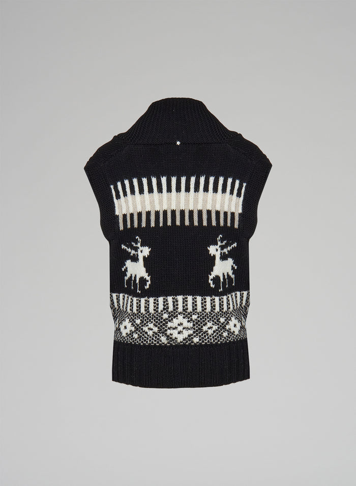 GILET IN LANA E CASHMERE JACQUARD