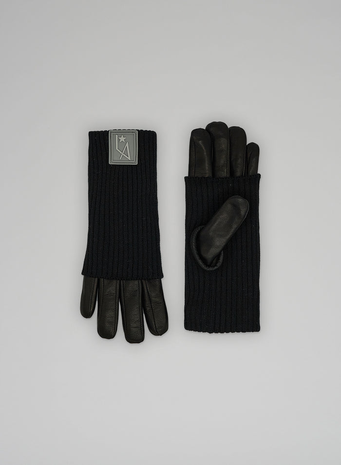 KNIT AND LEATHER GLOVES