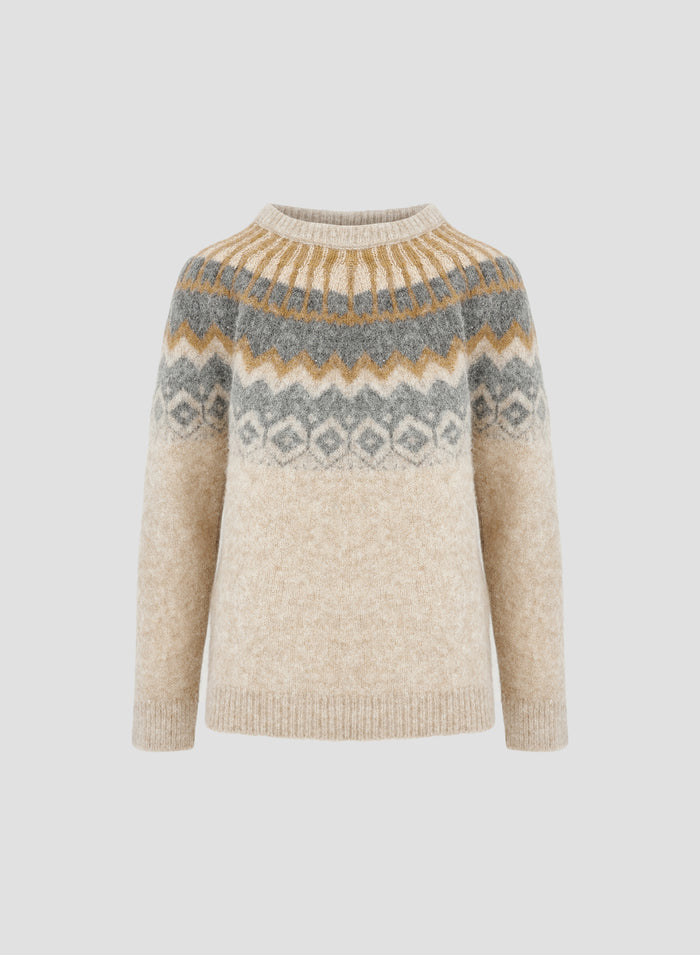 WOOL JACQUARD CREWNECK SWEATER