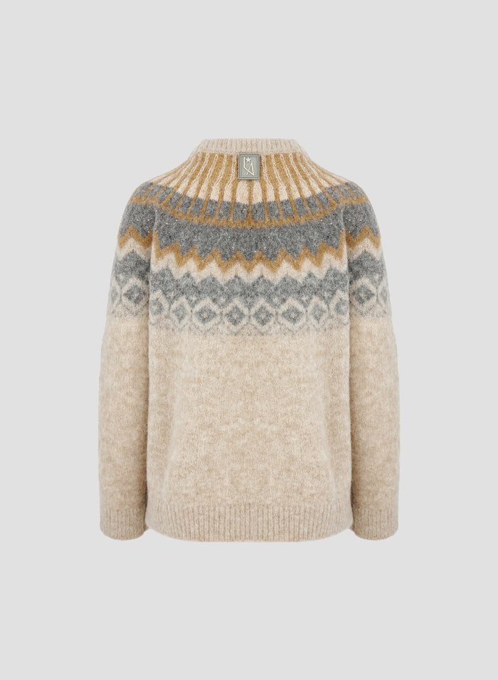 WOOL JACQUARD CREWNECK SWEATER