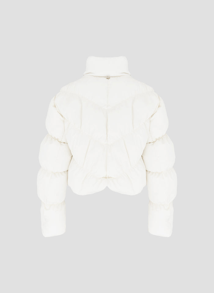 TECHNICAL CHIFFON AND VELVET PADDED CROPPED JACKET