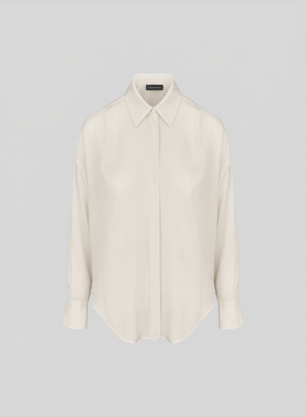 CAMICIA CLASSICA IN TWILL DI MISTO SETA