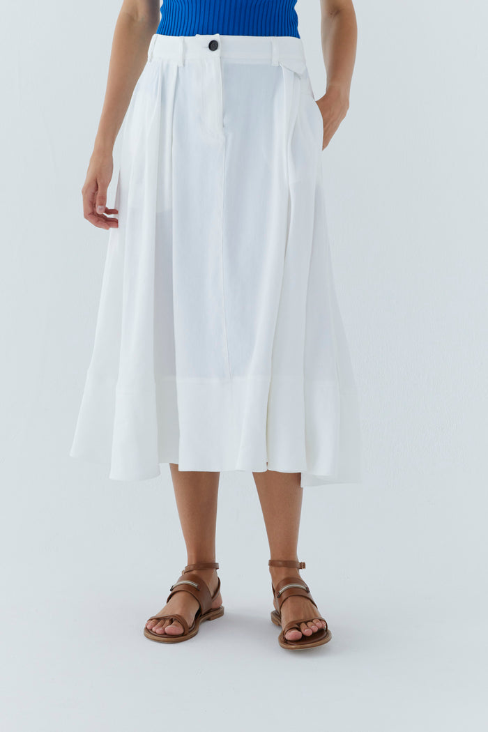 LINEN BLEND FULL-CIRCLE SKIRT