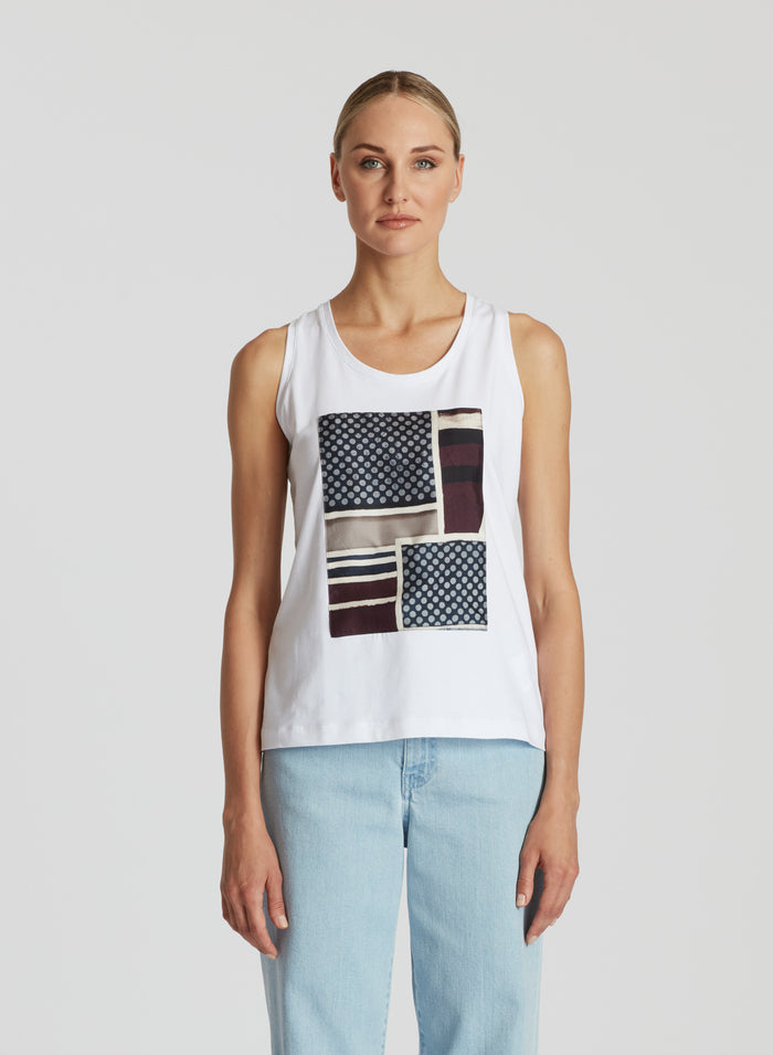COTTON T-SHIRT WITH SILK TWILL PRINT
