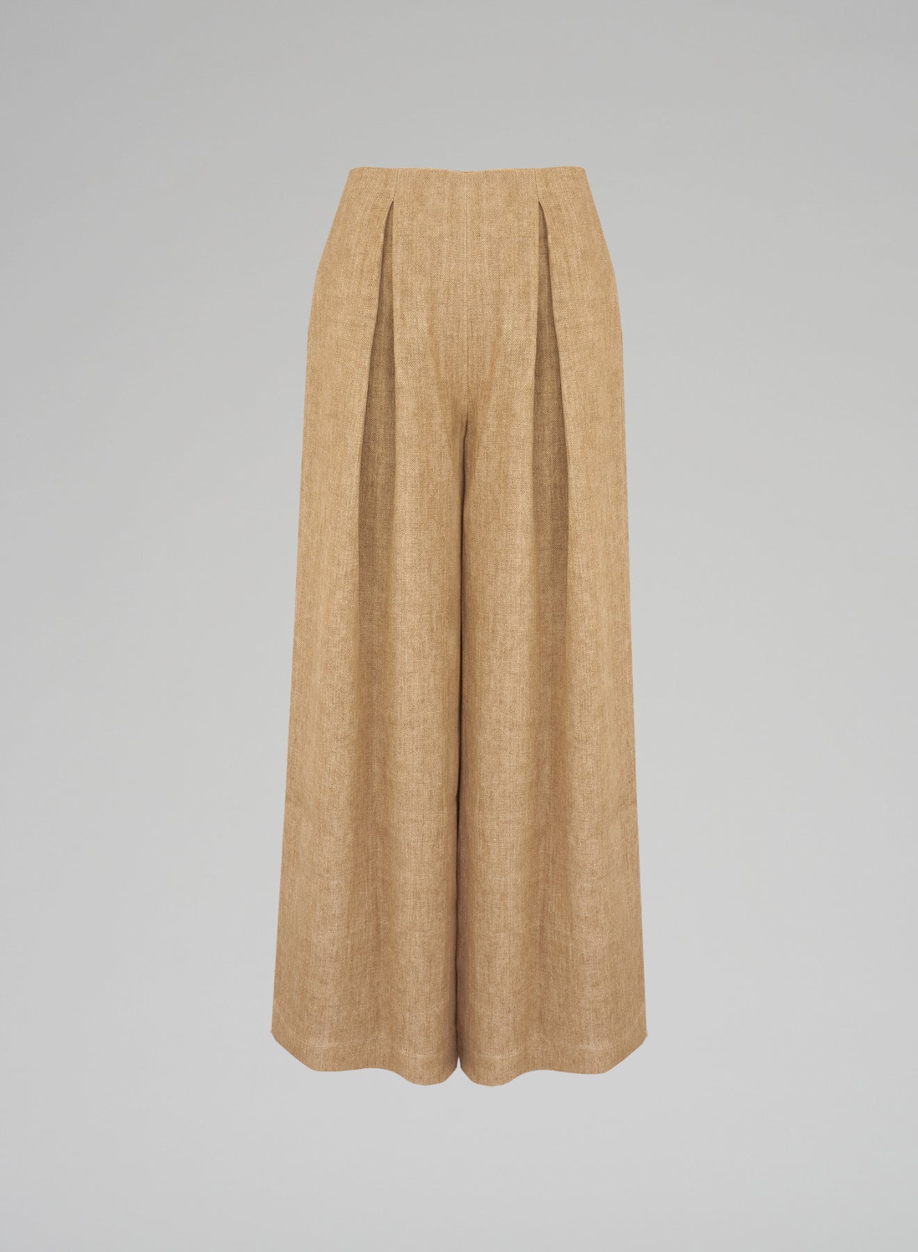 パンツ Lorena Antoniazzi Camel Brown Pleat-Detailing Trousers SUEDE PANTS