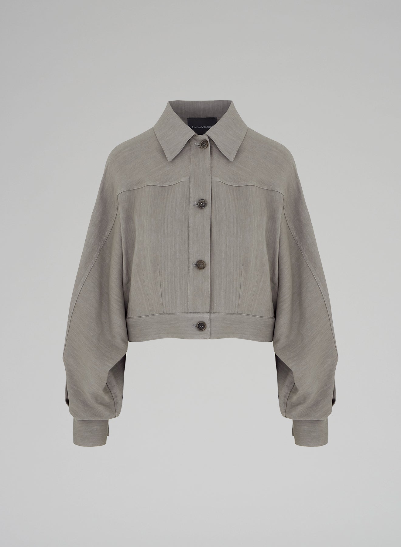 LINEN AND VISCOSE CROP JACKET
