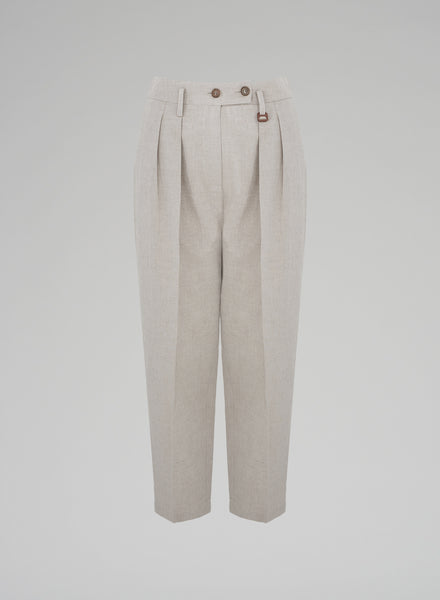ボトムスその他 LORENA ANTONIAZZI Women Pants I2344PA75A4245 White LINEN BLEND TAILORED PANTS