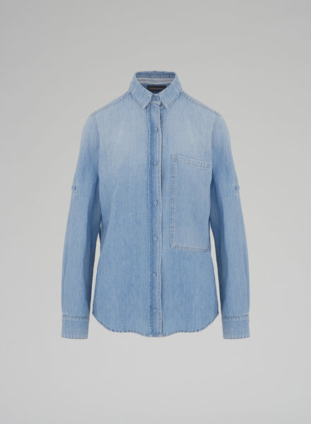 020652●  argue LINEN COTTON DENIM SHIRT 020652○ argue LINEN COTTON DENIM SHIRT（Linen Blend Short