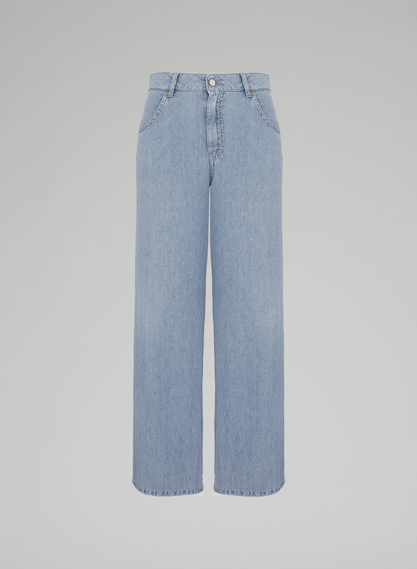 PANTALONI IN DENIM CON RICAMO A-JOUR