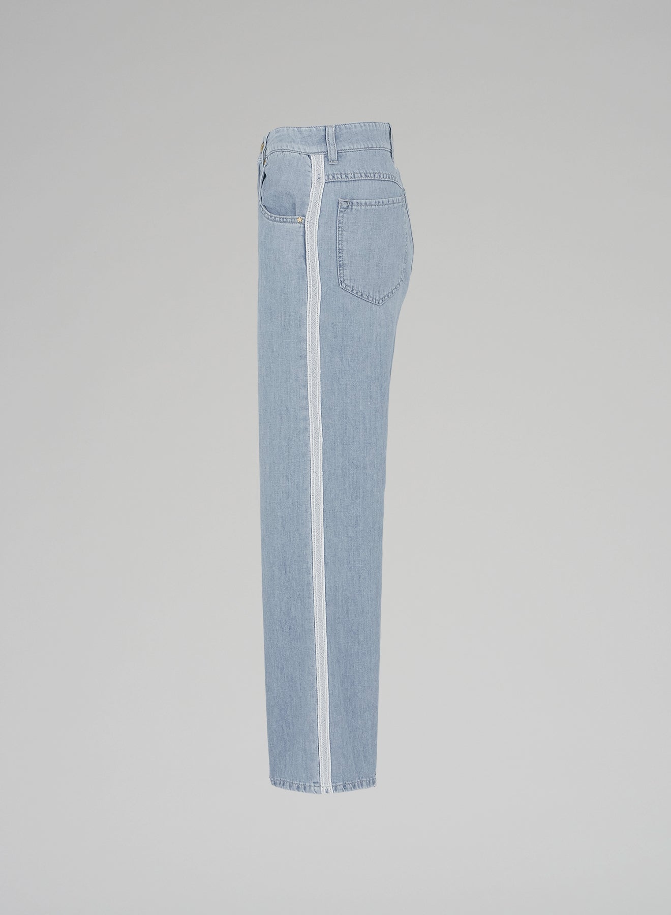 DENIM PANTS WITH AJOUR EMBROIDERY