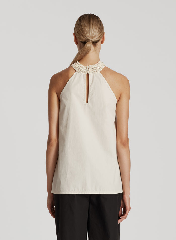 MESH KNIT TOP WITH SEQUINS