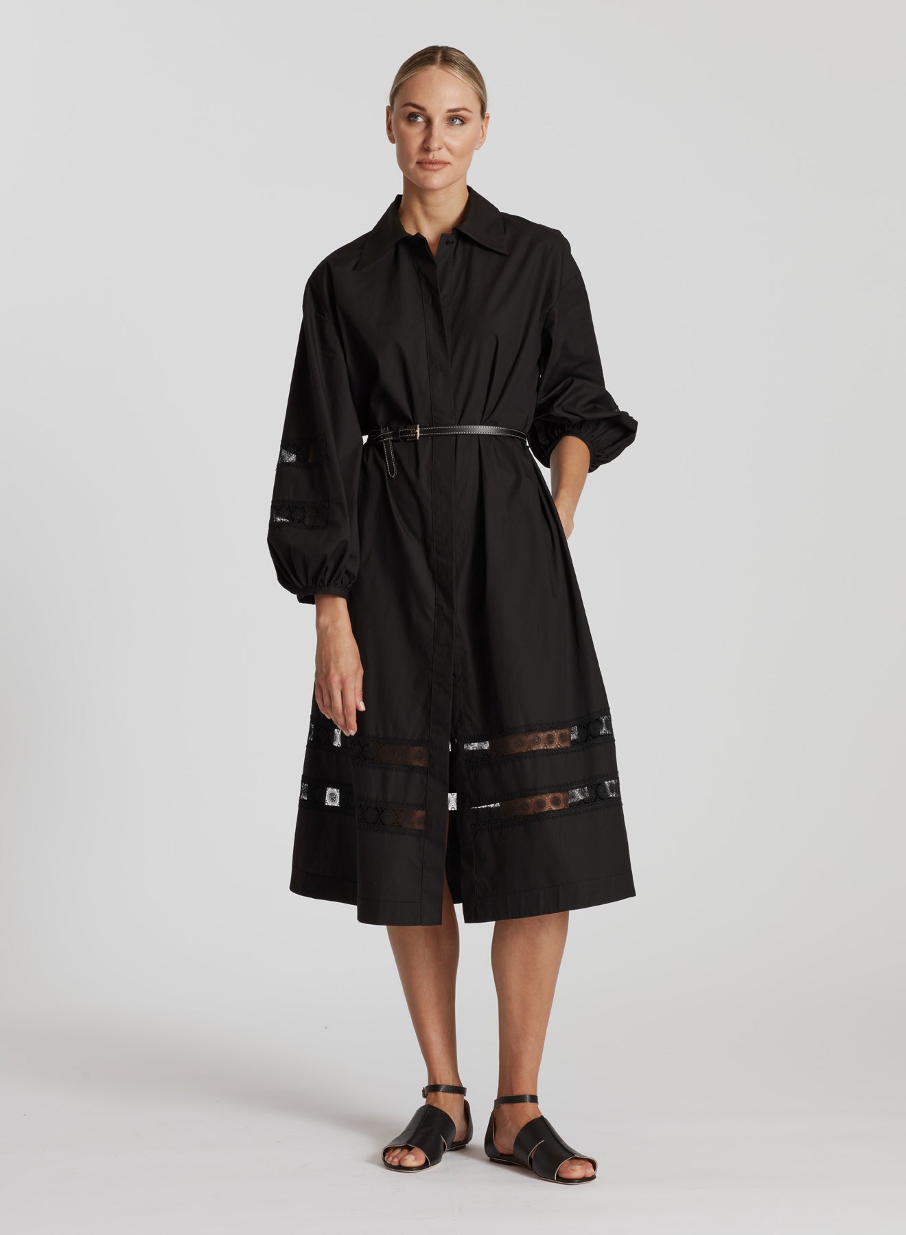 【送料&関税込】ChloAC Chemisier Dress COTTON CHEMISIER DRESS WITH A-JOUR EMBROIDERY