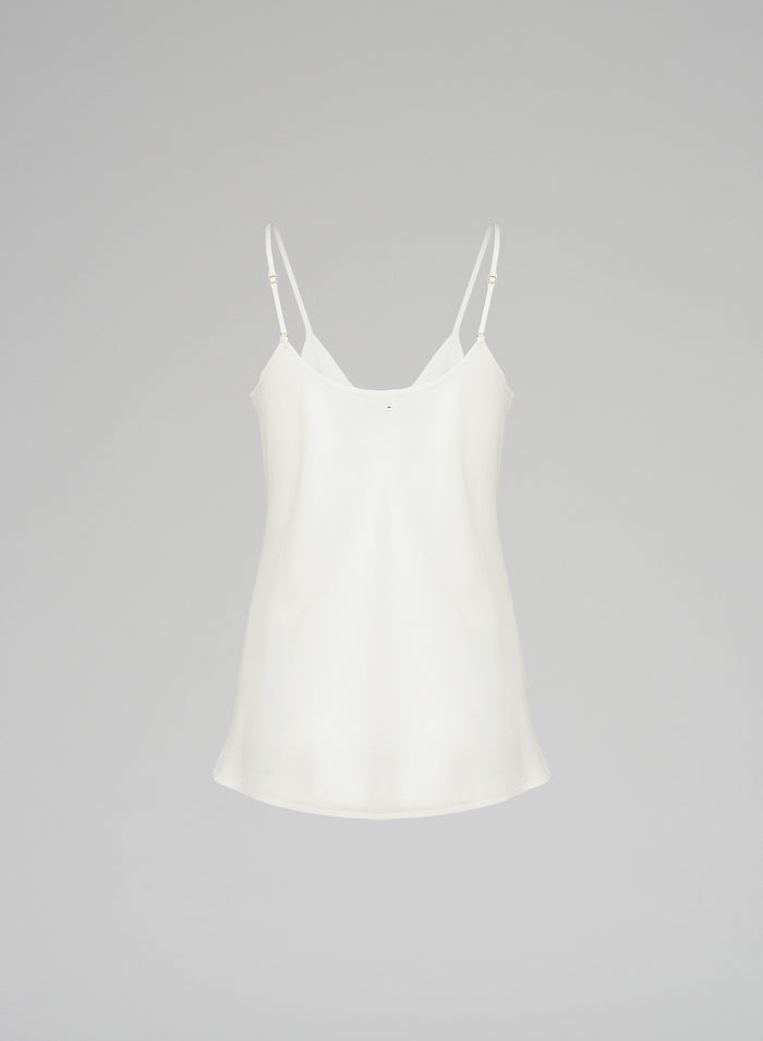 TOP CON BRETELLINE IN TWILL DI SETA