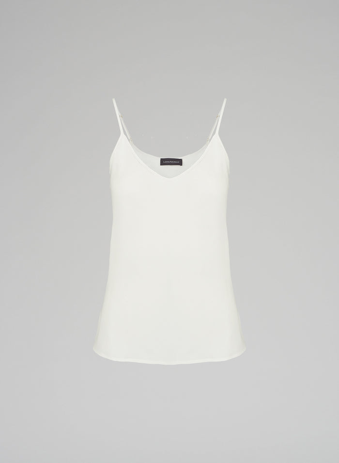 TOP CON BRETELLINE IN TWILL DI SETA