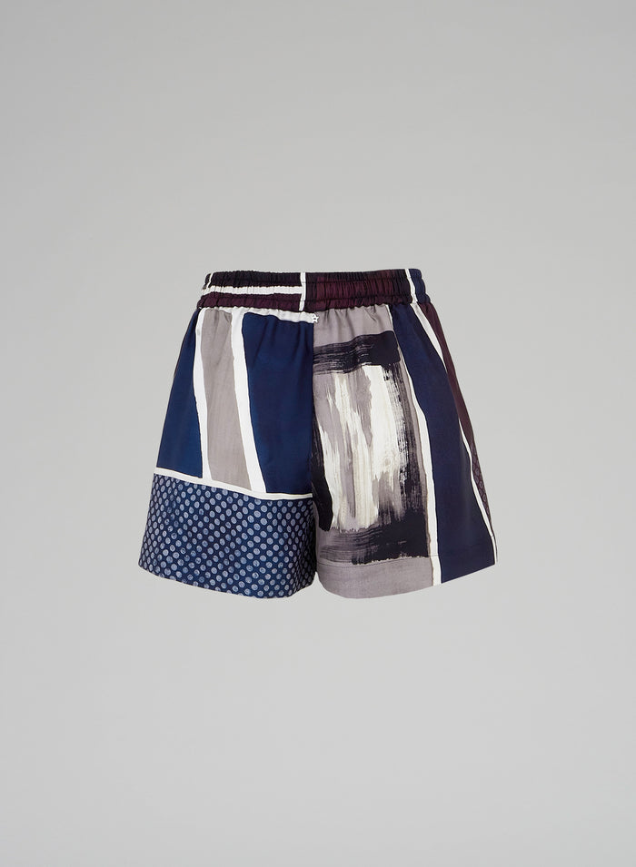 SILK TWILL PRINTED SHORTS