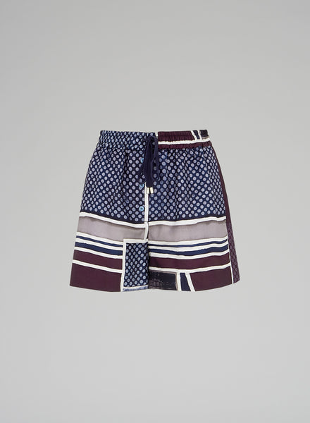 SILK TWILL PRINTED SHORTS