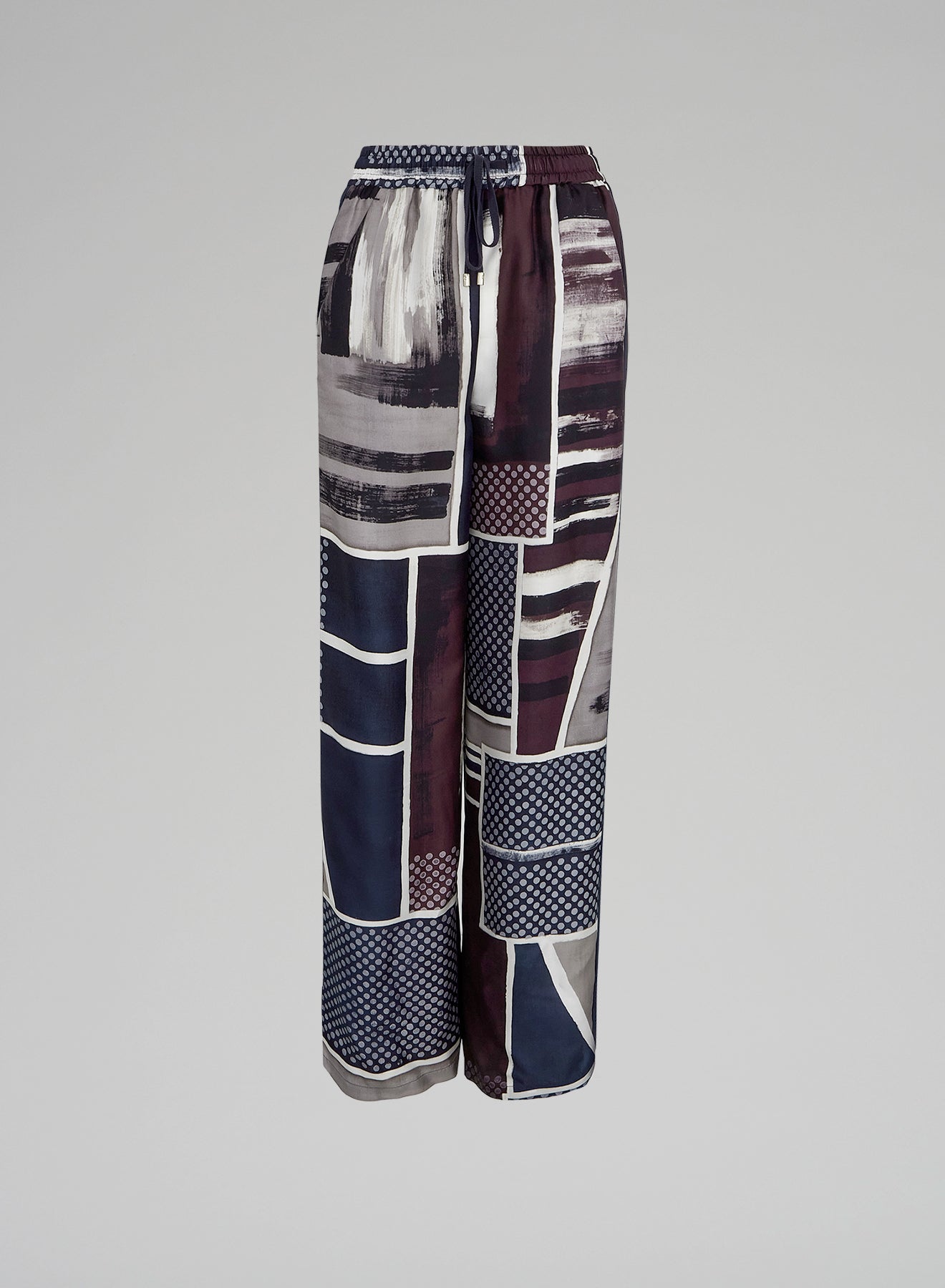 SILK TWILL PRINTED PANTS