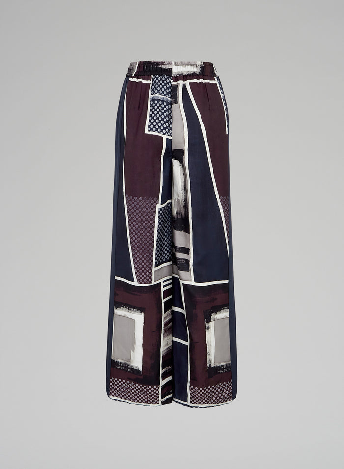 PANTALONI STAMPATI IN TWILL DI SETA