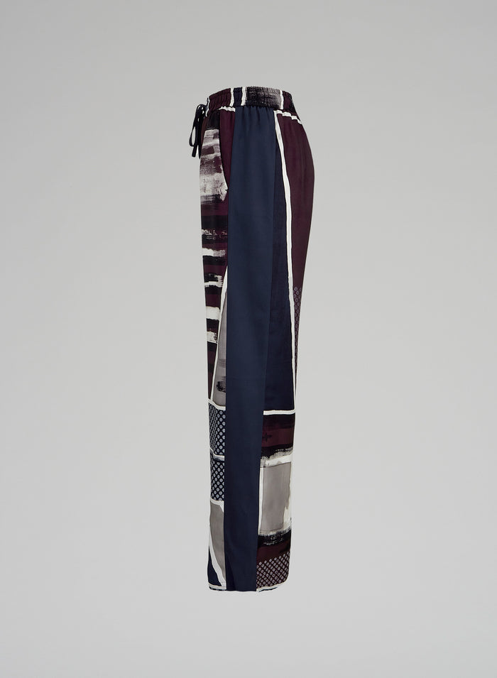 PANTALONI STAMPATI IN TWILL DI SETA