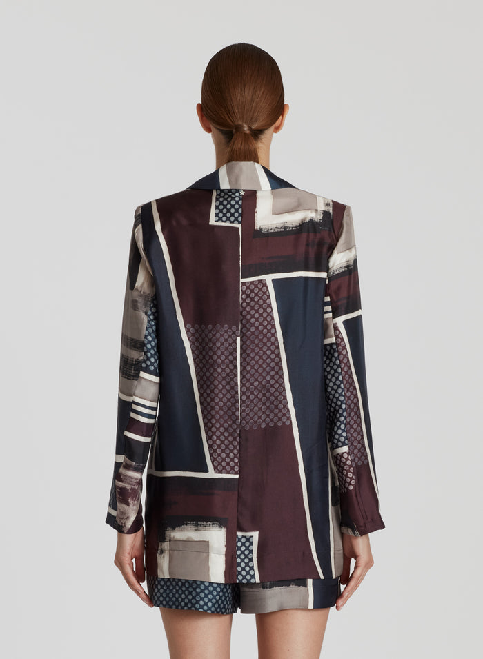 SILK TWILL PRINTED JACKET 