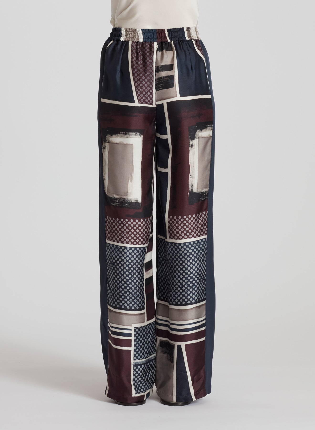PANTALONI STAMPATI IN TWILL DI SETA
