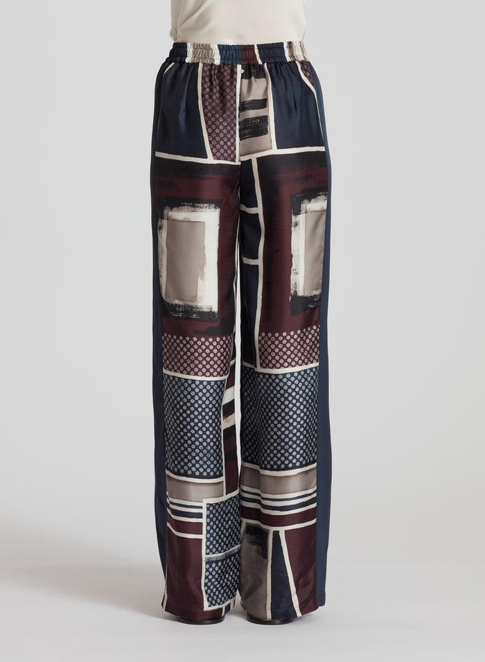 PANTALONI STAMPATI IN TWILL DI SETA