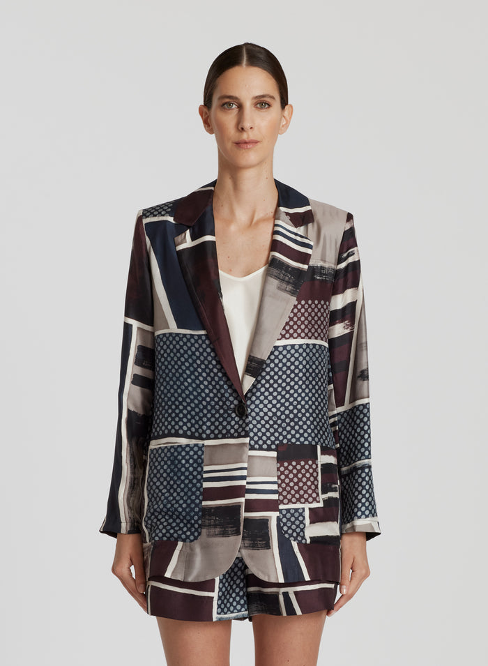 SILK TWILL PRINTED JACKET 