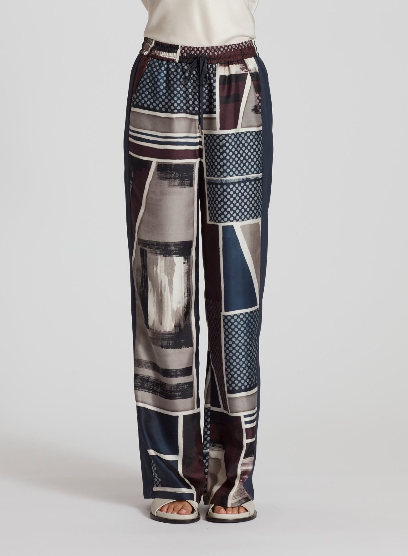PANTALONI STAMPATI IN TWILL DI SETA