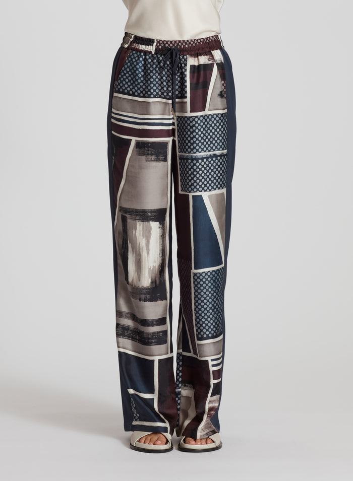PANTALONI STAMPATI IN TWILL DI SETA