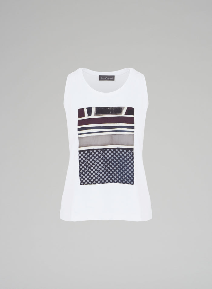COTTON T-SHIRT WITH SILK TWILL PRINT