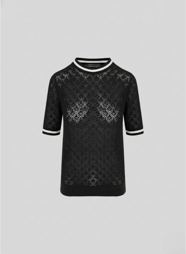 T-SHIRT IN PUNTO PIZZO IN COTONE