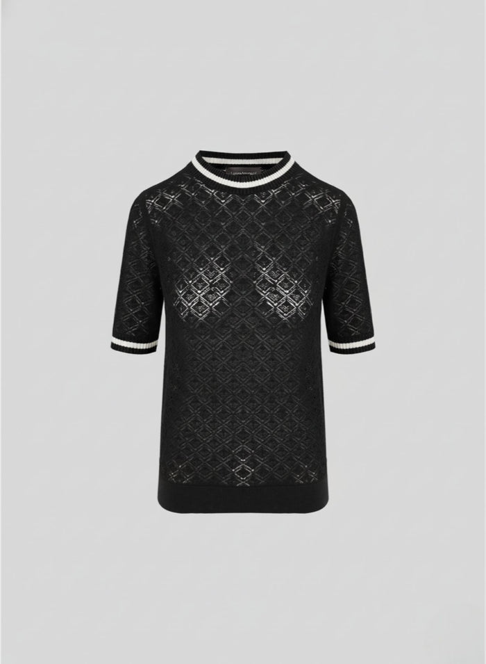 COTTON LACE KNIT T-SHIRT