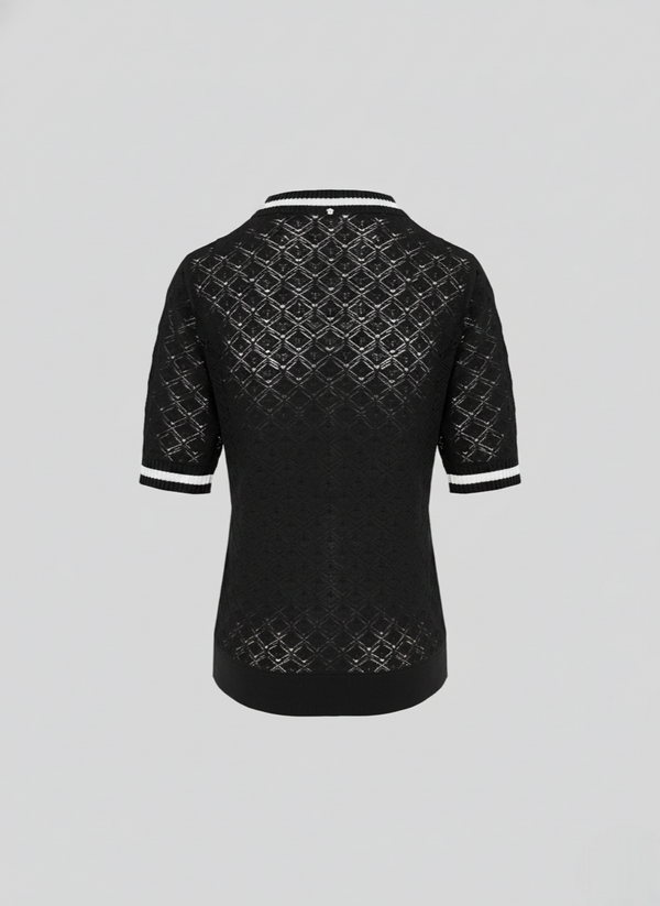 T-SHIRT IN PUNTO PIZZO IN COTONE