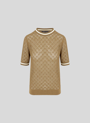T-SHIRT IN PUNTO PIZZO IN COTONE