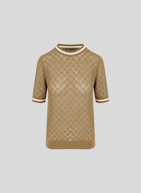 T-SHIRT IN PUNTO PIZZO IN COTONE