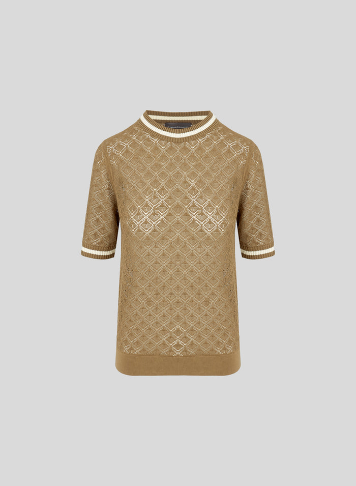 T-SHIRT IN PUNTO PIZZO IN COTONE