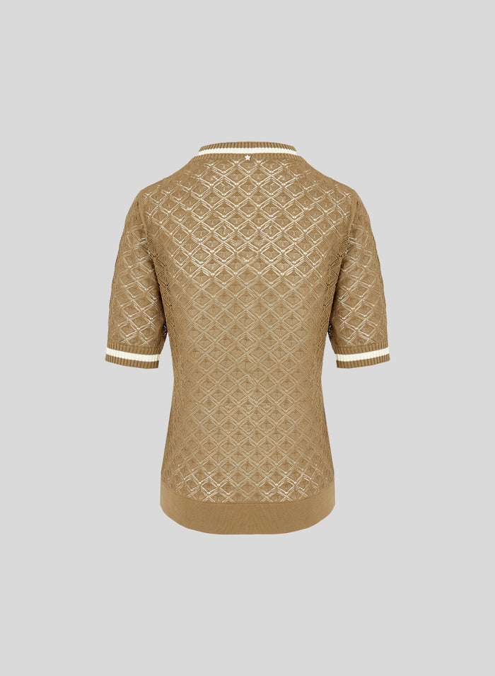 T-SHIRT IN PUNTO PIZZO IN COTONE