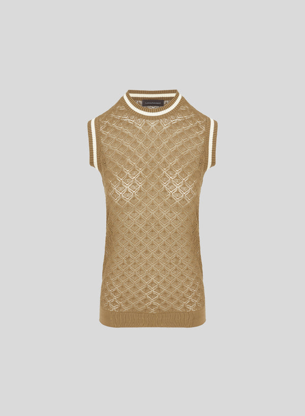TOP IN PUNTO PIZZO IN COTONE