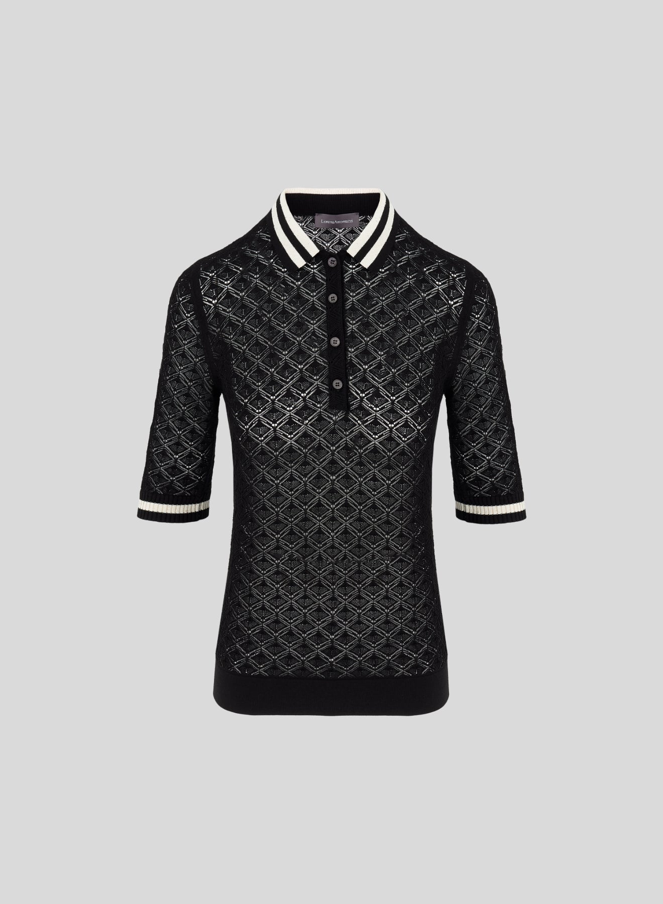 COTTON LACE KNIT POLO SHIRT