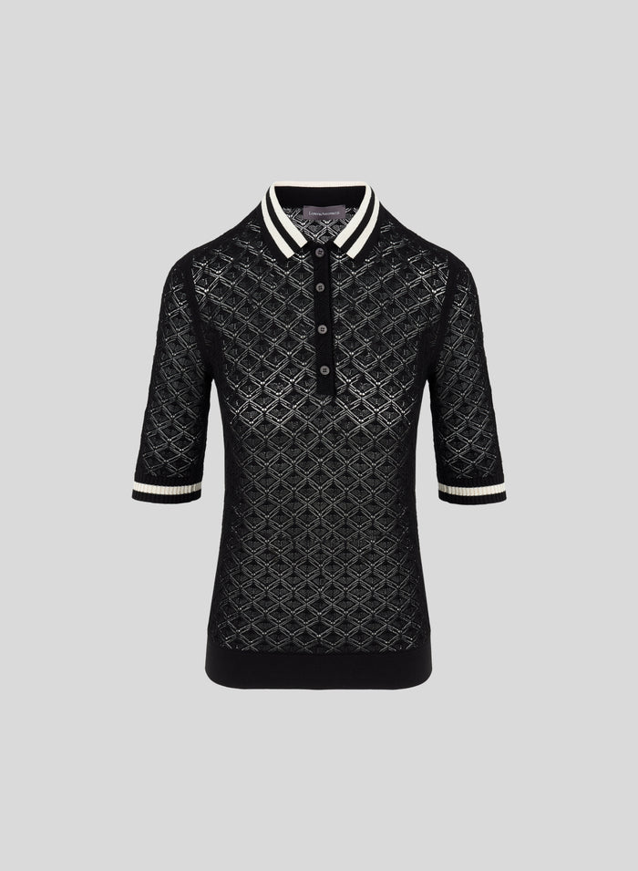 COTTON LACE KNIT POLO SHIRT