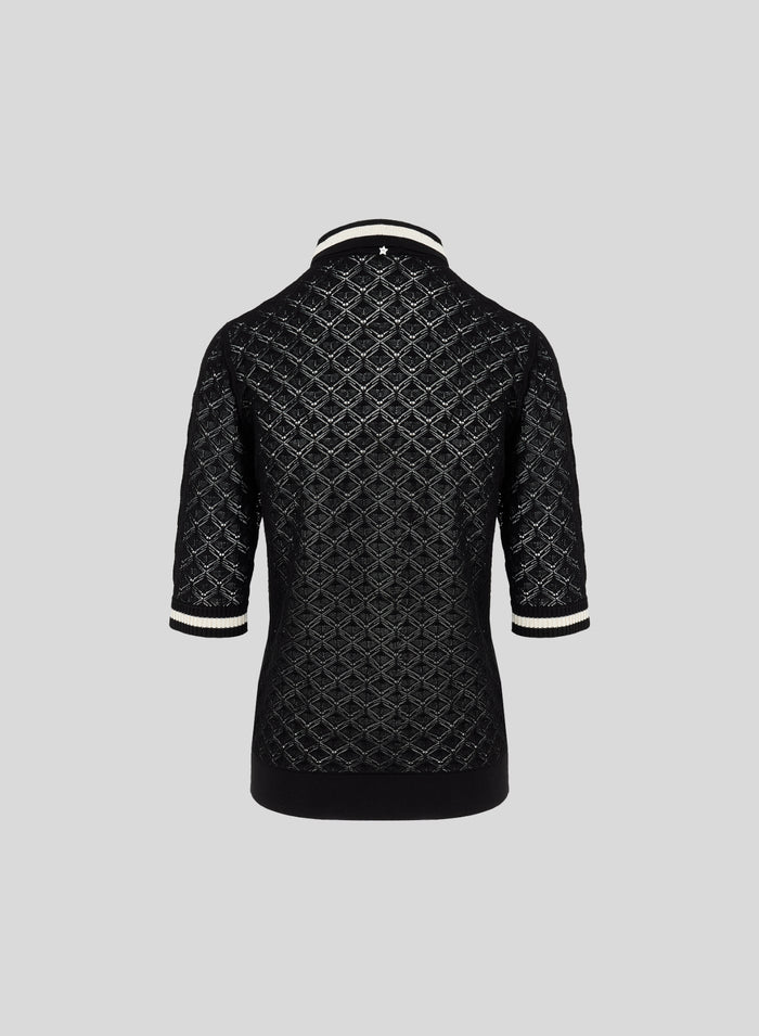 COTTON LACE KNIT POLO SHIRT