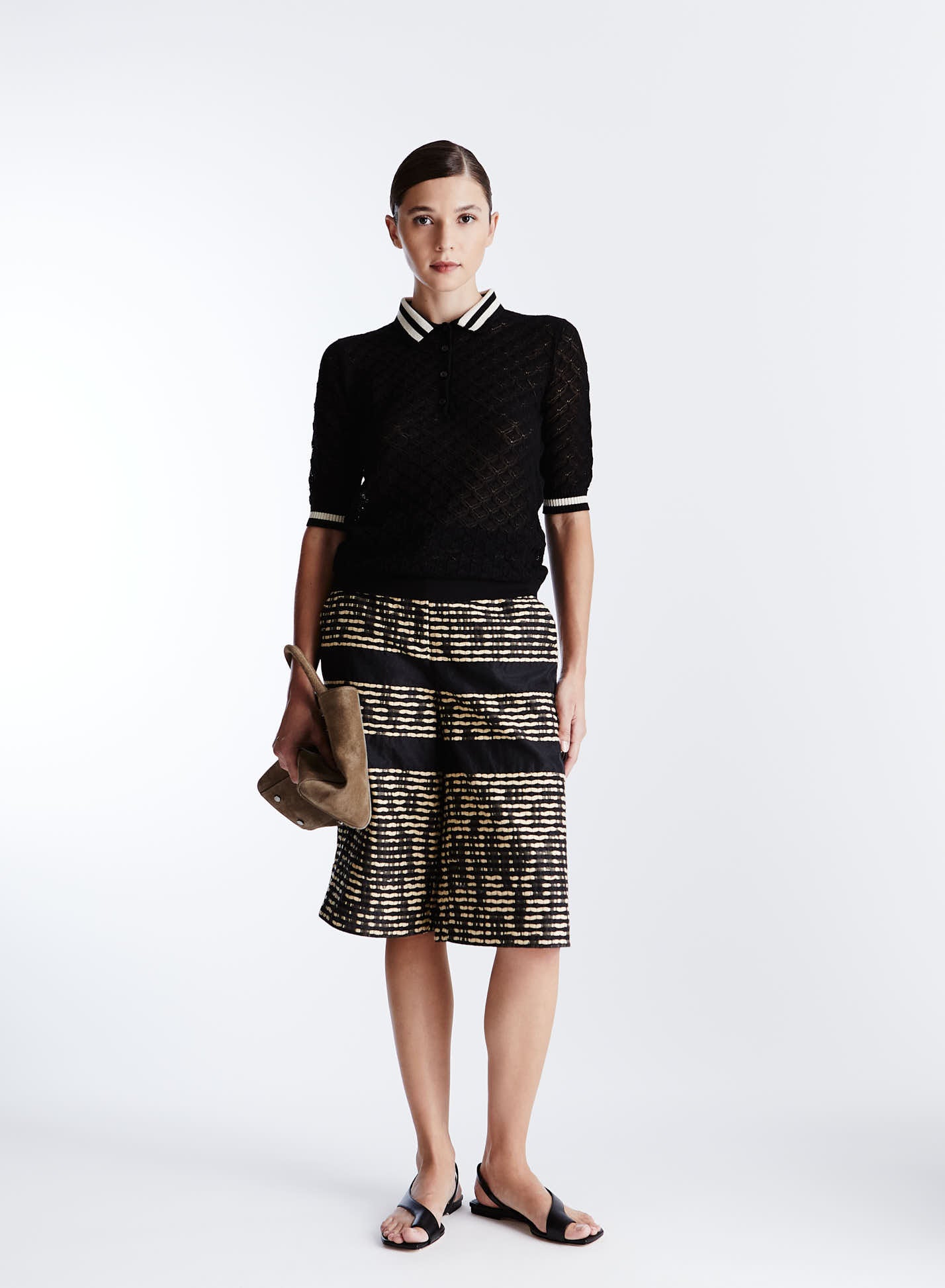 COTTON LACE KNIT POLO SHIRT
