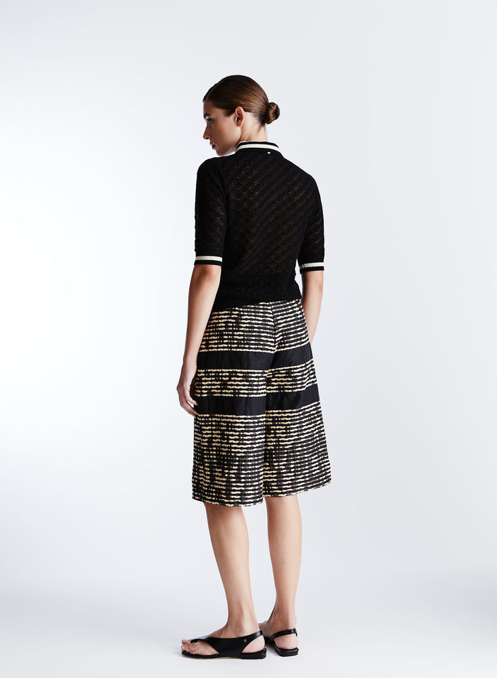 COTTON LACE KNIT POLO SHIRT